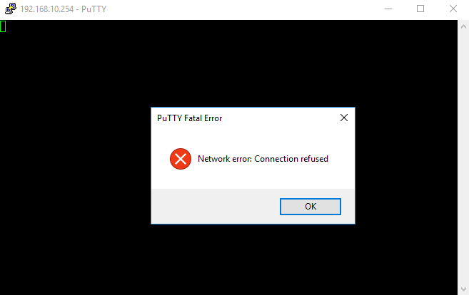 Connection refused message from Windows client